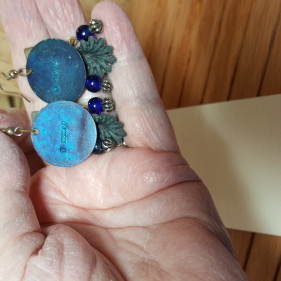 Blue Two Layer Earrings - Picture 3 of 3